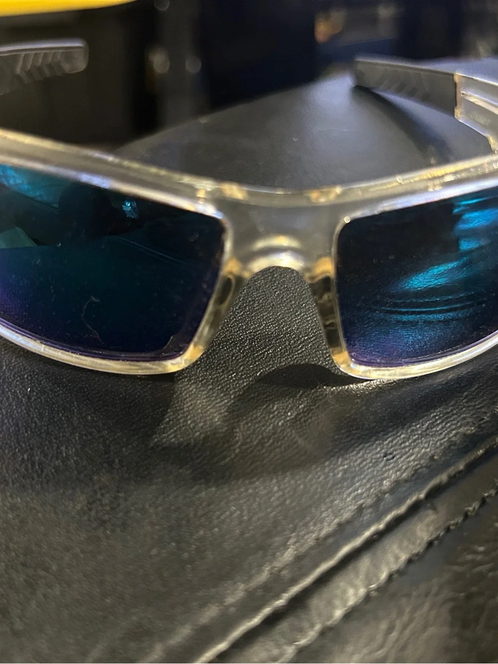 Men's Blue Lens Wraparound Sunglasses - Classic Clear Frame